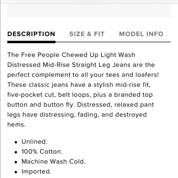 Free People Chewed Up Straight Leg Jeans - Picture 6 of 7